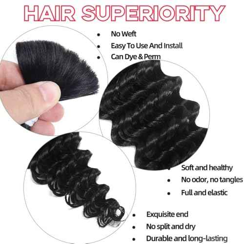 Deep Wave Human Braiding Hair 28Inch 2 Bundles 100g Bulk Human Hair for Braiding No Weft Human Braiding Hair for Boho Braids Wet and Wavy 100% Brazilian Virgin Curly Hair for Braiding Hair Extensions