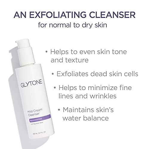 Glytone Mild Cream Cleanser | Exfoliate & Moisturize with 3.4 Free Acid Value Glycolic Acid & Glycerin | Face Wash for Women Removes Makeup & Oil | Face Cleanser for Dry Skin | 13.5 Fl oz.