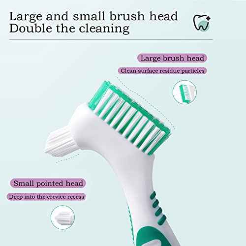 Denture Brush 4Pcs Denture Toothbrushes£¬Denture Cleaning Care Cleaning Brush £¬Double Sided Toothbrush£¬Multi-Layered Bristles and Rubber Anti-Slip Handle (Purple, Green, Blue, Orange)