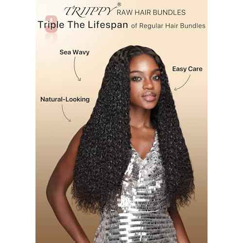 TRIIPPY Real Raw Sea Wavy Bundles Human Hair,100% Cambodian Raw Hair Sew-In Weave Single Bundle,Triple The Lifespan Over Regular Virgin Hair Bundle,No.1 Raw Hair Brand On Amazon(20 Inch)