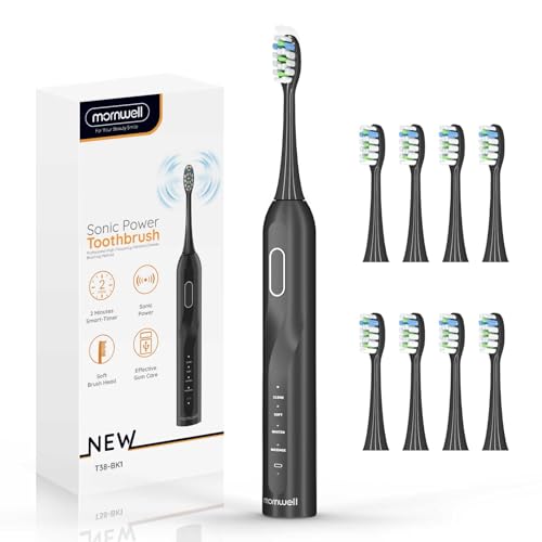 Sonic Electric Toothbrush, Sonic Toothbrush with 5X More Effective Cleaning Power, Rechargeable Electric Toothbrush with 8 Brush Heads, 4 Modes, Low Noise Design Electric Toothbrush for Adults