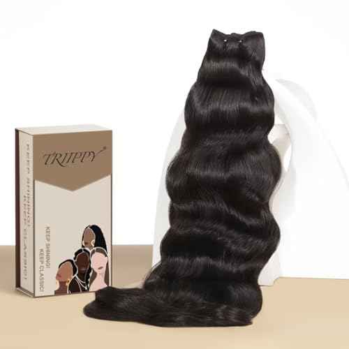 TRIIPPY Real Raw Cambodian Natural Wavy Bundles Human Hair,100% Cambodian Raw Hair Sew in Weave Single Bundle,Triple The Lifespan Over Regular Virgin Hair Bundle,No.1 Raw Hair Brand On Amazon(20 Inch)