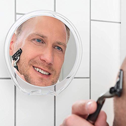 Luxo Shower Mirror, Shaving Mirror with a Razor Holder for Shower and Powerful Suction Cup - Shatterproof Shower Mirror fogless for Shaving, fogless Mirror for Shower and Tweezers