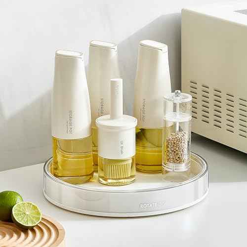 Anyoifax 360 Rotating Makeup Organizer Perfume Tray Skincare Holder Spinning Cosmetic Storage Bathroom Countertop Organizer Lazy Susan Turntable for Dresser, Vanity, Kitchen, Large White