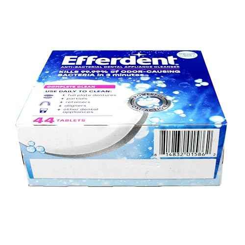 Efferdent Denture Cleanser Tablets, Complete Clean, Cleanser for Retainer and Dental Appliances, 44 Count, (Pack of 6)