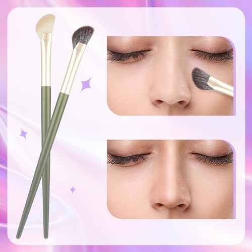 Thinp 2 Pieces Nose Contour Brush Half Fan-Shape Nose Shadow Brush Angled Concealer Brush Under Eye Blush Brush Highlighter Brush for Blending Liquid Cream Powder Cosmetics