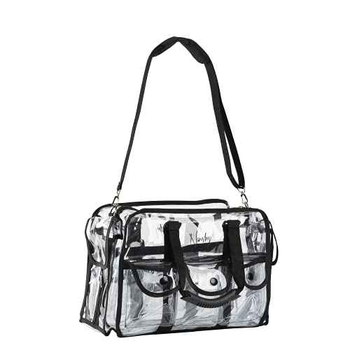 Nanshy Professional Makeup Artist Kit Bag - Clear Makeup Artist Travel Case with 8+ Pockets & Strong Handles - Extra Large Professional Makeup Case Organizer - 15.7x11x8 In