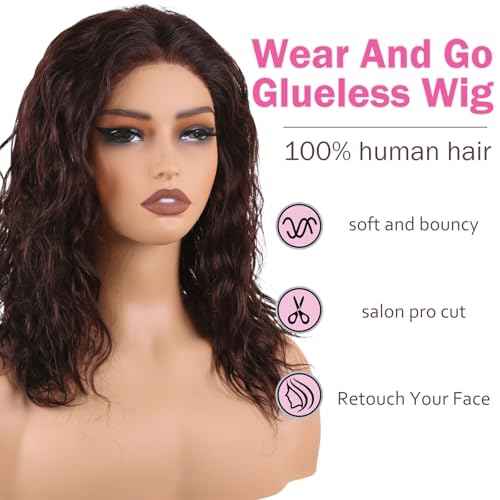 Loose Water Wave Lace Front Wigs Human Hair Wear and Go Glueless Wigs Human Hair Pre Plucked Pre Cut 13x4 Lace Front Wig with Baby Hair Natural Dark Brown 16 Inch