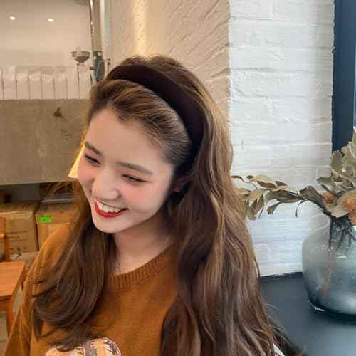 Deep brown Velvet Padded Headbands for Women Fashion Non slip Comfortable Head Bands for Women (Deep brown, one size)