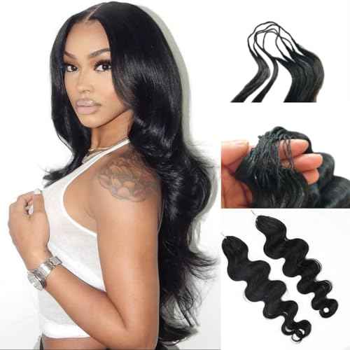 Feather Crochet Hair Pre Looped Crochet Human Hair Curly For Black Women Pre Separated Knotless Crochet Hair Human Hair Body Wave 16Inch 120g