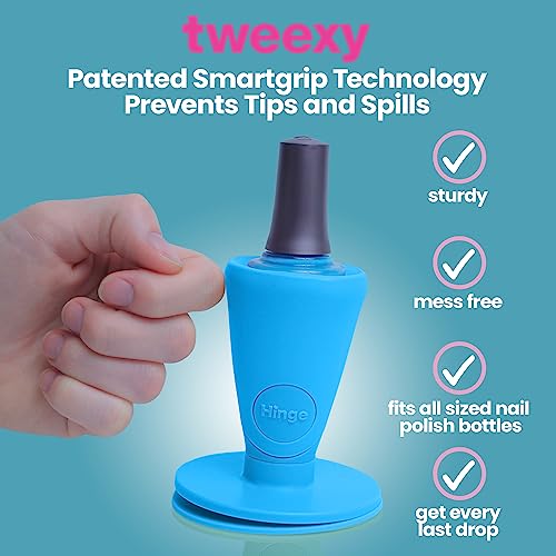 tweexy Hinge Untippable Nail Polish Bottle Holder | Anti-Spill Nail Polish Holder Stand, Tilted, Smartgrip Airlock Suction | Fingernail Painting, Nail Art Tools | Nail Polish Accessories (Beach Glass)