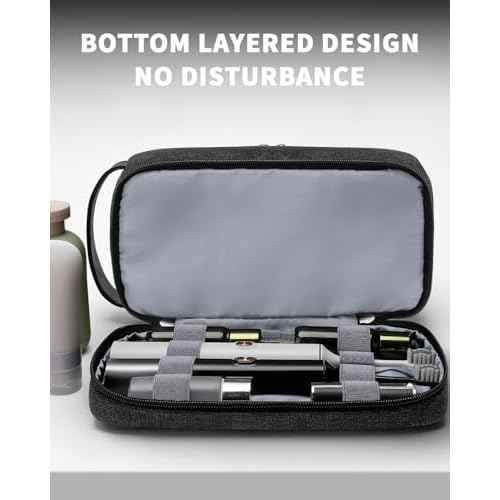 ZOMFELT Toiletry Bag for Men, Dual Layers Canvas Travel Toiletries Bag, Water-Resistant Travel Organizer with Elastic, Large Capacity Dopp Kit, Hanging Shaving Hygiene Bag, Black