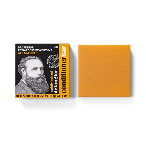 Professor Fuzzworthy Original Detangler Beard Conditioner Bar ? 100% Natural Solid Conditioner for Beard & Hair ? Moisturizes, Softens & Detangles ? Subtly Spiced Scent ? Men¡¯s Grooming ? 40g