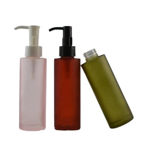 2PCS 100ml Frosted Glass Pump Bottles Refillable Liquid Lotion Soap Dispenser Toiletries Bottles Hand Jar Containers for Bathroom Kitchen and Garden