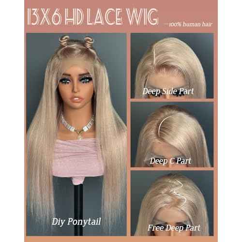 Sherico Ash Blonde Lace Front Wig Human Hair for Black Women,13x6 HD Invisible Frontal Lace Glueless Straight Ash Brown Human Hair Wig 180% Density Pre Plucked with Mini Knots