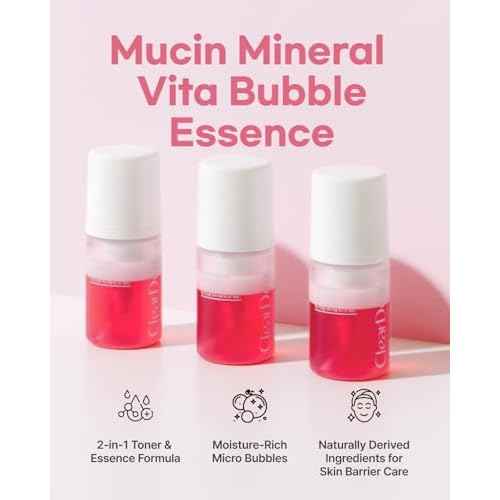 Mucin Mineral Vita Bubble First Essence Duo with Micro-Bubble Formula and 2-in-1 Toner Serum, Korean Beauty for Glass Skincare, 60 ml x 2 ? Hydrating Firming Cream, Best Glow Up Essentials