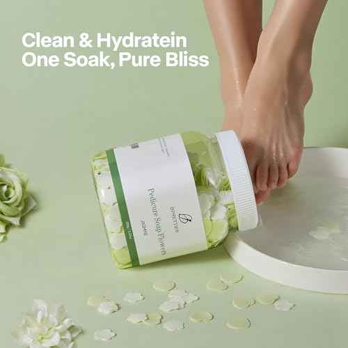 Pedicure Soap Flowers Foot Soak Petals Sheet for Softens Dead Skin Moisturizing Relaxing Spa Feet Birthday Pedi Nail Party (Jasmine)