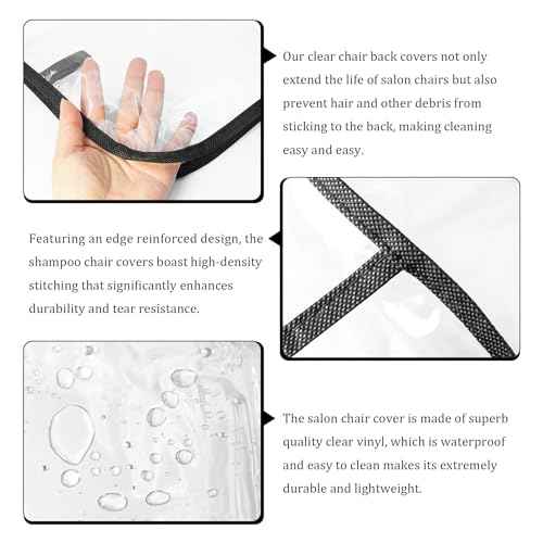Salon Chair Cover Protectors,Clear Square Hairdressing Chair Back Covers for Fits Most Standard Chairs,Reinforced Precision Sewn Clear Covers to Prevent Damage to Spa/Salon Chairs (3)