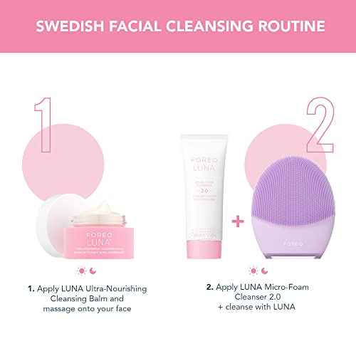 FOREO LUNA Nourishing Cleansing Balm - Gentle Waterproof Makeup Remover - Waterless Oil Cleanser - Eye Makeup Remover - Vegan - Cruelty & Fragrance-Free, Eco-Friendly - 2.5 fl. oz