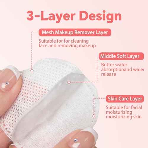 100% Pure Cotton Round Pads for Face (210), Lint-Free Makeup Remover Pads, Soft, Absorbent, Hypoallergenic, Multi-Layer Design for Cleansing, Skincare and Nail Polish Removal