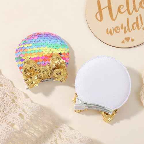 Choicbaby 6 PCS Hair Bow for Gilrs Mouse Ears Sequin Clips Polka Dot Bow with Alligator Clip Mice Ears Hair Bows Barrettes Princess Cosplay Hair Accessories for Baby Girls Toddlers Infant Fine Hair