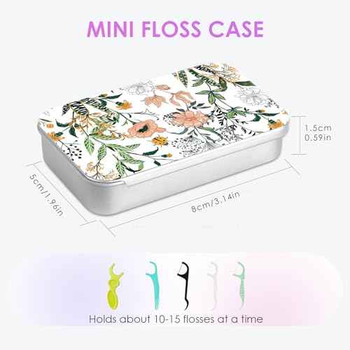 2Pack Travel Floss Picks Case, Refillable Portable Floss Pick Holder and Dispenser, Small Tin Box Containers.