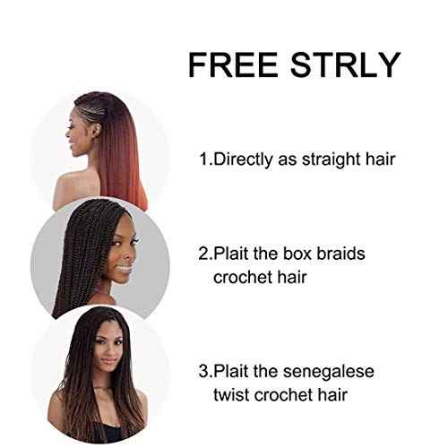 Liang Dian Pre-Stretched Braiding Hair 22 inch 6 packs Hot Water Setting Synthetic Hair Crochet Braiding Hair Extension(mixed black/dark blue/light blue)