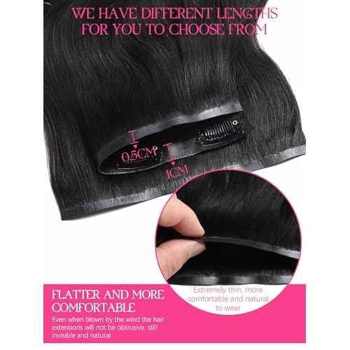 Lacer Body Wave Clip in Hair Extensions Real Human Hair, Seamless 22 Inch 7 Pcs 115g Wavy Human Hair Clip in Extensions for Women Natural Black