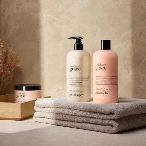 philosophy radiant grace firming body emulsion - luxury scented body lotion - with shea butter - notes of jasmine, black cherry & sandalwood - 16 fl oz