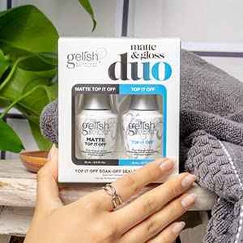 Gelish Matte & Gloss Duo – Premium Matte & Glossy Top Coats for Gel Nails, Clear & Dull Finish, 0.5 oz Each, Long-Lasting, Professional Gel Nail Top Coat Bundle.