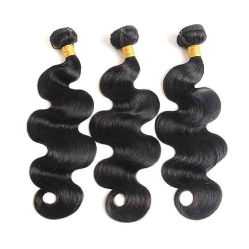 Human Hair Bundles 18 20 22 Inch Body Wave Bundles Human Hair 100% Unprocessed Brazilian Virgin Hair Quick Weave Real Human Hair Extensions Natural Black