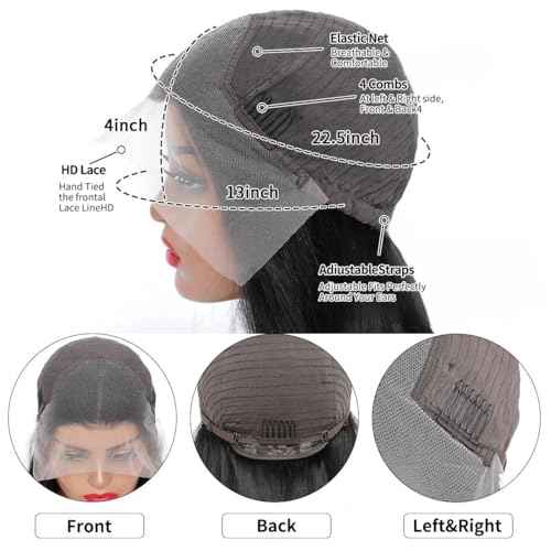 Deep Wave Lace Front Wigs Human Hair 13x4 HD Lace Front Wigs Human Hair Pre Plucked Brazilian Curly HumanHair Wig 200 Density Glueless Frontal Wigs For Women(14inch)