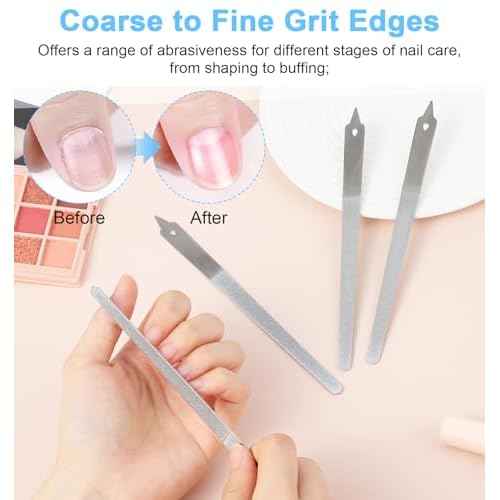 4PCS Diamond Nail File, 6 inch Stainless Steel Diamond Dust Nail File, Stainless Steel Nail Filer for Salon Home