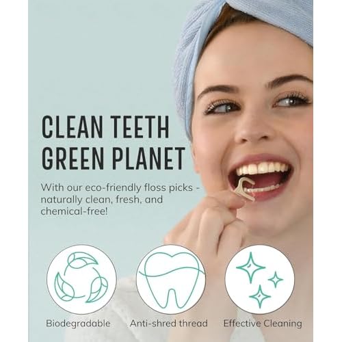 Floss Picks Biodegradable (200pcs) - Plant Based Dental Floss Picks, Natural Flossers for Adults & Kids, Nontoxic Vegan Tooth Pick Flossers & Eco Floss Sticks - Double Thread Unflavored