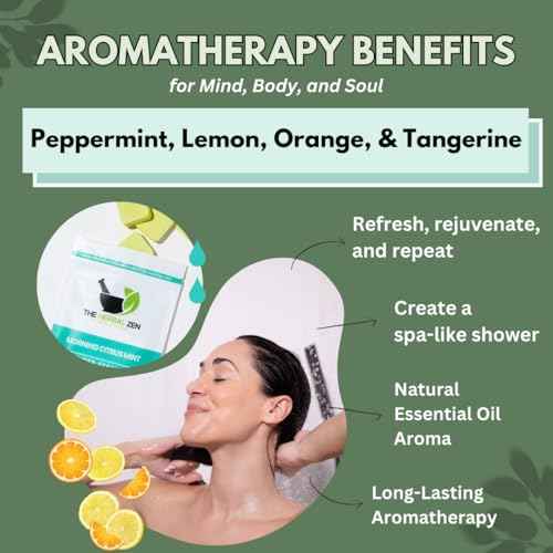 Morning Citrus Mint Shower Steamers Aromatherapy for Energy - Christmas Gift - Adult Stocking Stuffer - USA Made - Peppermint & Orange Shower Bomb Tablets - Soothing Natural Essential Oils (10 Pack)