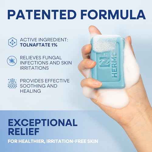 Hermon Antifungal Soap with Tea Tree Oil: Antifungal Bar Soothing Care & Relief of Itchy for Ringworm Jock Itch Tinea Versicolor Athletes Foot - Body & Face Wash