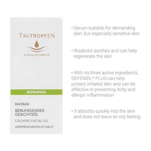 Tautropfen natural cosmetics, skincare, soothing facial oil for all skin types with baobab, 35 ml