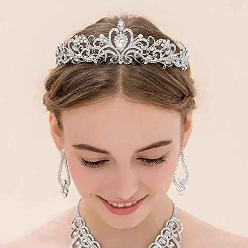 Princess Crown for Women, Crystal Queen Tiaras for Girls Bridal Hair Accessories Gifts for Birthday Wedding Prom, Bridal Party, Pageant, Halloween Christmas Costume