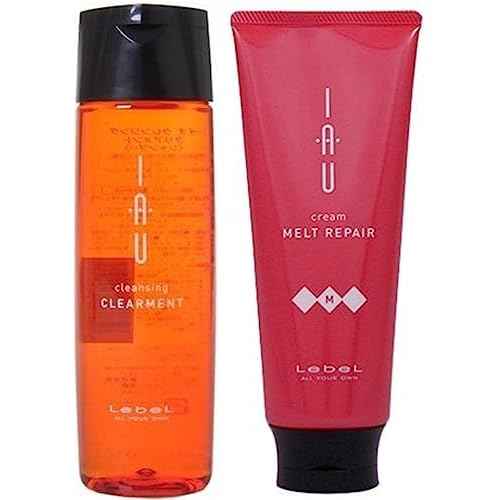 Lebel IAU Cleansing Clearment Hair Shampoo 200ml & Lebel IAU Melt Repair Hair Treatment 200ml Set (Green Tea Set)