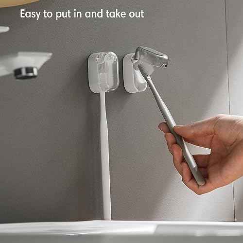 BALUCA 3 PCS Travel Toothbrush Head Covers Caps, Tooth Brush Protector Case Wall Mounted Hanging Rack Organizer for Travel, Camping, Bathroom, School, Business (White)