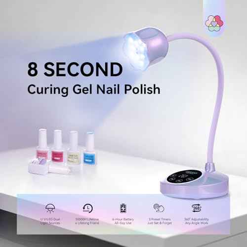 SAVILAND Advanced 30W UV Nail Lamp: Purple Gel Nail Lamp Cordless U V Light for Gel Nails Smart Sensor LED Flash Cure Lamp lampara led para u?as Profesional Gooseneck 8S Fast Cure Nail Salon Manicure