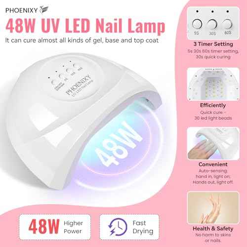 PHOENIXY 71 Pcs Gel Nail Polish Kit with U V Light, 55 Colours Gel Nail Kit with 5 Pcs Base Top Coat Manicure Starter Nail Polish Set Gifts for Women ST9019