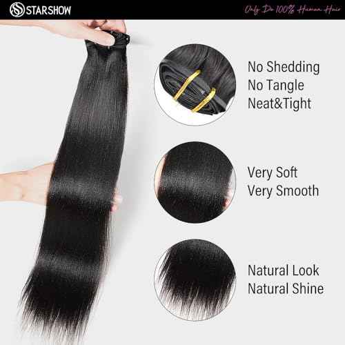 Yaki Straight Seamless Clip in Hair Extensions Remy Human Hair Extensions 2Pack 200g 14pcs Yaki Straight Clip Ins Hair Extensions Clip In Human Hair 16Inch Natural Black