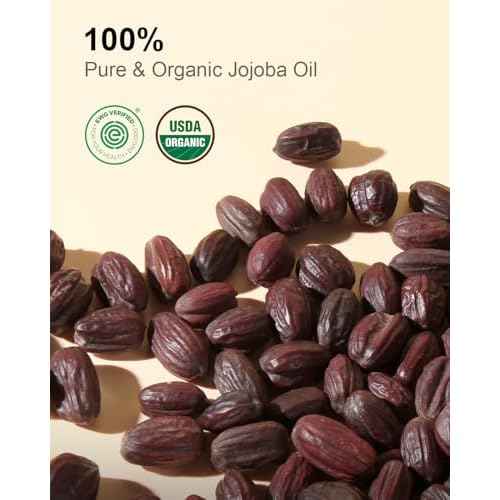 Organic Jojoba Oil Glass Bottle 8 fl oz, USDA Certified 100% Pure & Natural Jojoba Oil for Hair, Skin & Face, Cold Pressed Unrefined Hexane Free, Deeply Moisturizing Body Serum Oils for Gua Sha