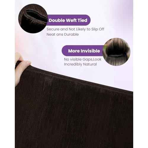 LaaVoo Weft Hair Extensions Human Hair 20 Inch Sew in Hair Extensions Gloden Brown Highlights Light Blonde Hair Human Hair Weft Extensions Long Straight 100g