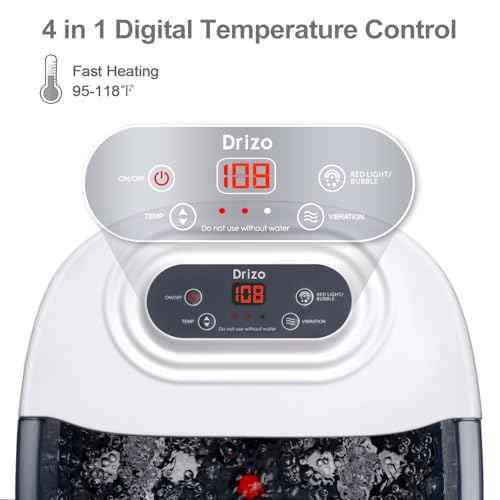Foot Spa Bath Massager with Heat, Epsom Salt, Bubbles, Vibration and 22 Massage Rollers, Pedicure Tub for Relaxation, Foot Soaker with Red Light and Temp Control