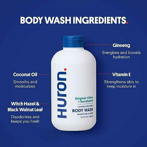 Huron Shower Kit - Shampoo, Conditioner, & Body Wash For Men - Citrus + Eucalyptus Scent - Hydrating & Nourishing Men's Shampoo & Conditioner