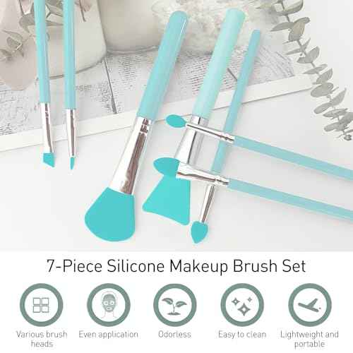 7 Pcs Silicone Brush applicator kit for Cream Makeup Products and UV Resin Epoxy Art Crafting, Green