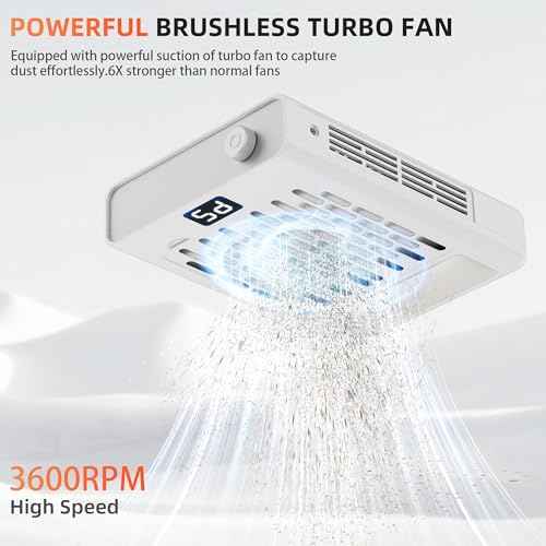 Nail Dust Collector, Professional Brushless Turbo 5 Speed Dust Collector Powerful Duster Machine Tool for Acrylic Nail Polishing
