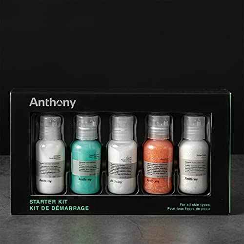 Anthony Starter Kit, 5 Count, Glycolic Facial Cleanser, Facial Scrub, All Purpose Facial Moisturizer, Invigorating Rush Hair & Body Wash, Shave Cream
